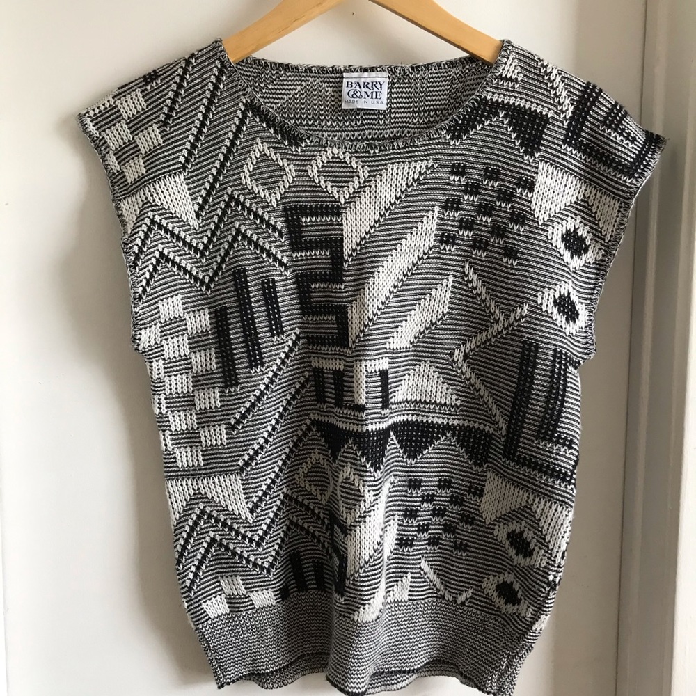 Vintage Barry & Me Geometric Pattern Knit Top